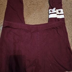 Flirtitude Burgundy Leggings with Star Accents